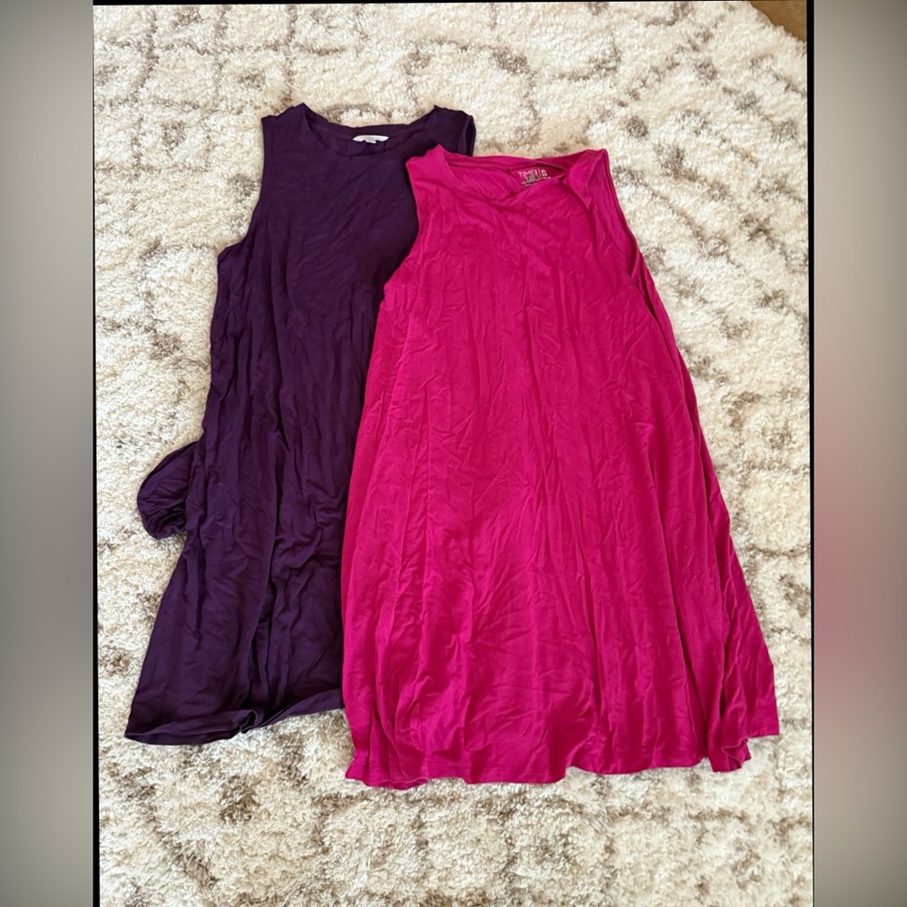 Two Time and Tru Vibrant Purple and Pink swing dresses with pockets!